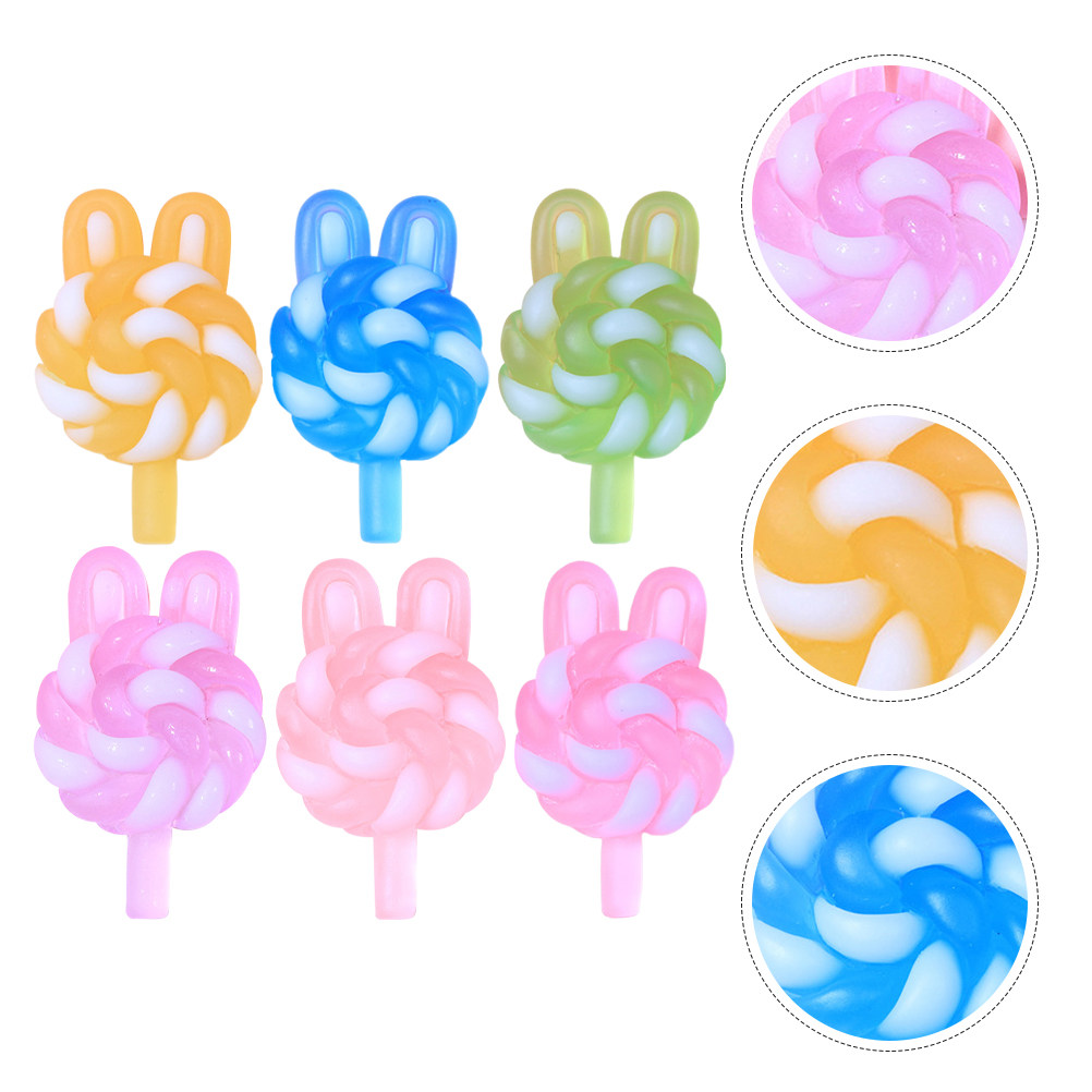 Resin Art Pendant - 24Pcs 귀여운 만화 롤리팝 참 토끼