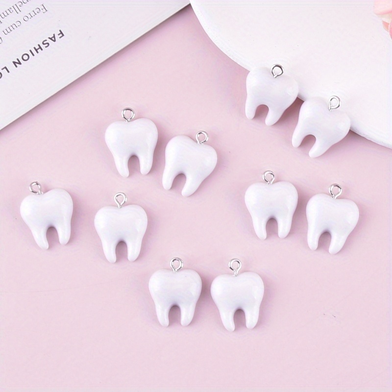Resin Art Pendant - 10개 재미있는 치아 모양 레진 참