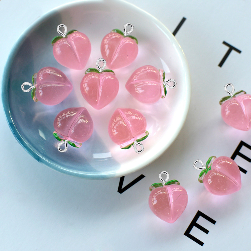 Resin Art Pendant - 10Pcs 새로운 투명 복숭아 플랫 수지