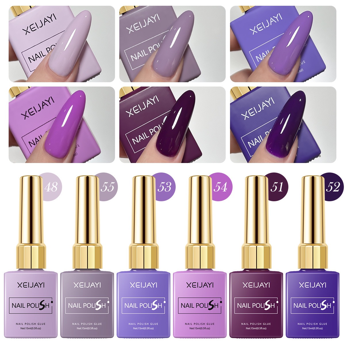Resin Art Purple - 6 개/대 15ml 젤 매니큐어 6