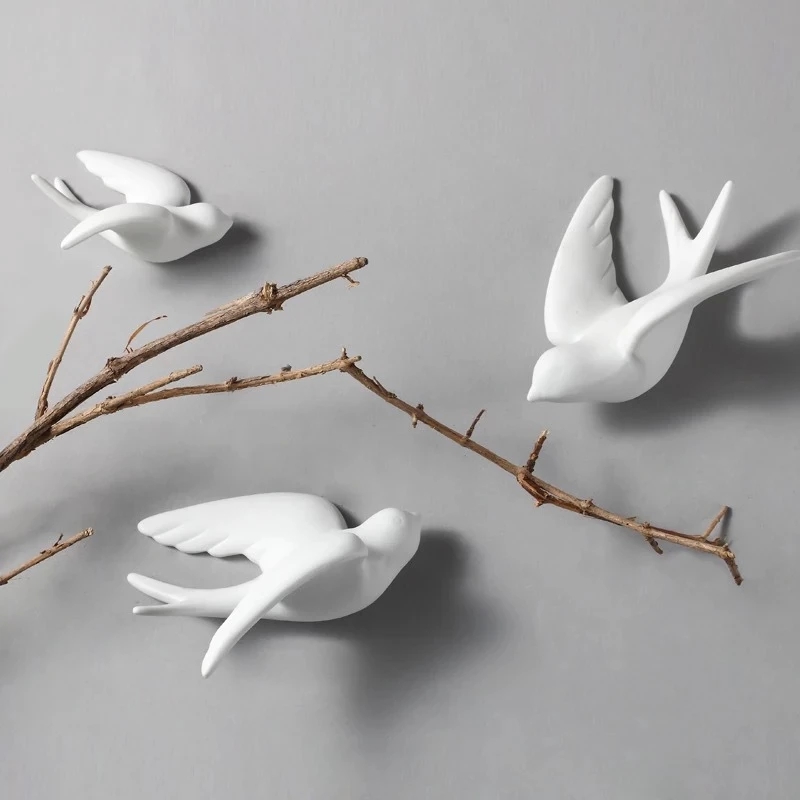 Background Resin Art - 창의적인 세라믹 새 벽걸이 비둘기 공예,