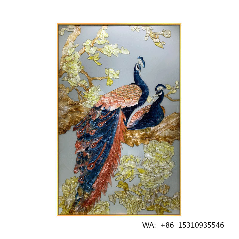 Background Resin Art - 수제 에나멜 금속 모던 동물 공작새
