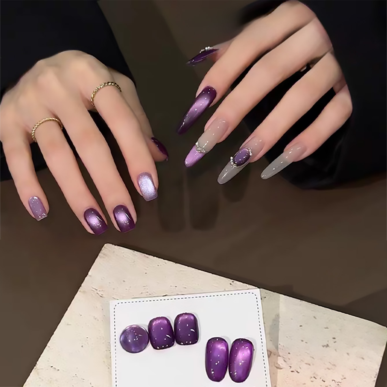 Resin Art Purple - 1개 ZH 매혹적인 퍼플 캣아이 젤