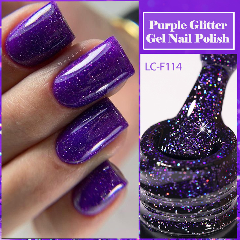 Resin Art Purple - LILYCUTE 퍼플 글리터 스팽글 젤 매니큐어