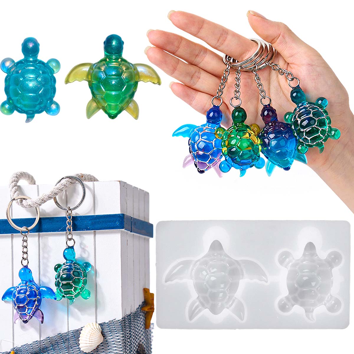 Silicone Mold Ocean - 3D 바다거북 열쇠고리 실리콘 몰드 DIY