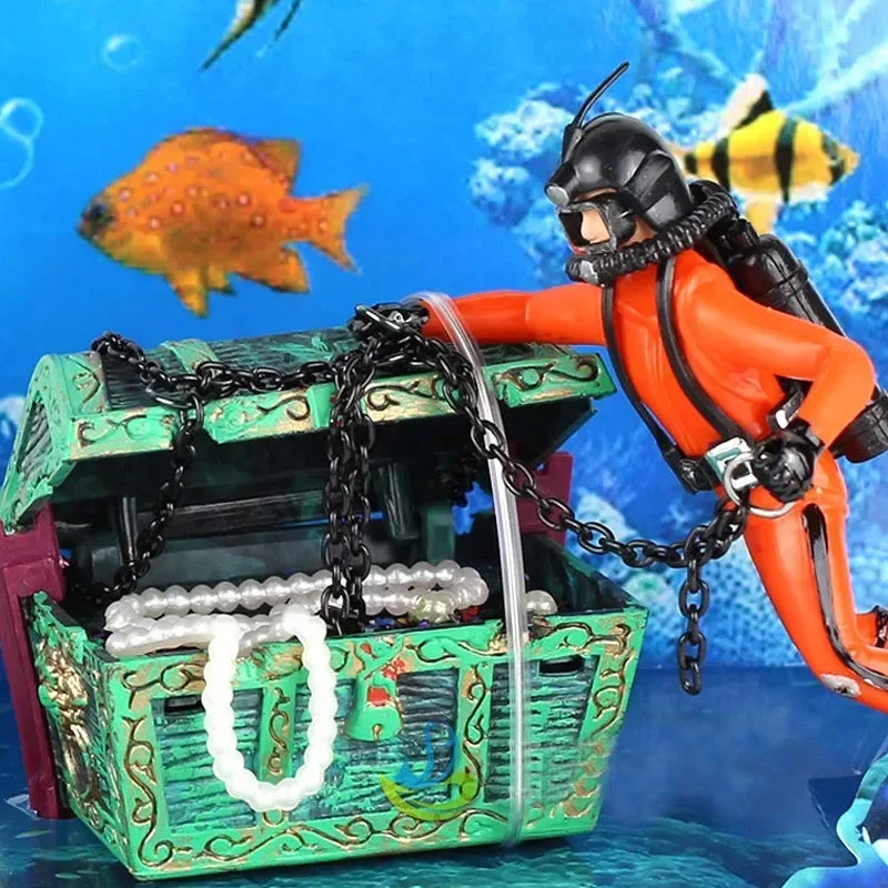 Resin Art Underwater - 수지 보물 사냥꾼 다이버 물고기 탱크