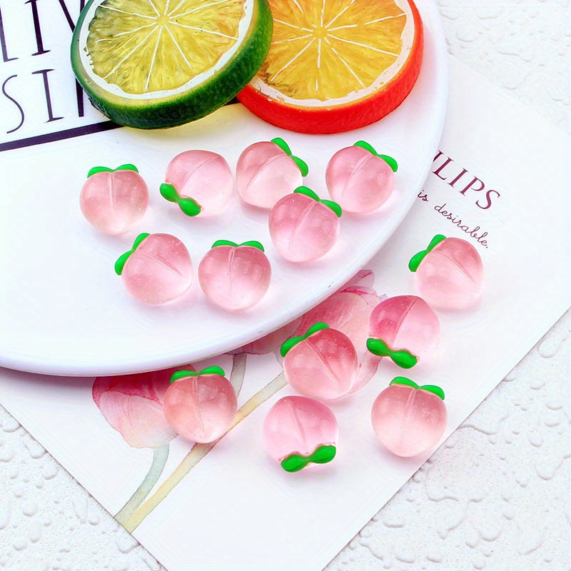 10Pcs 새로운 투명 복숭아 플랫 수지 매력 펜던트  - Resin Art Pendant 리뷰 및 가격