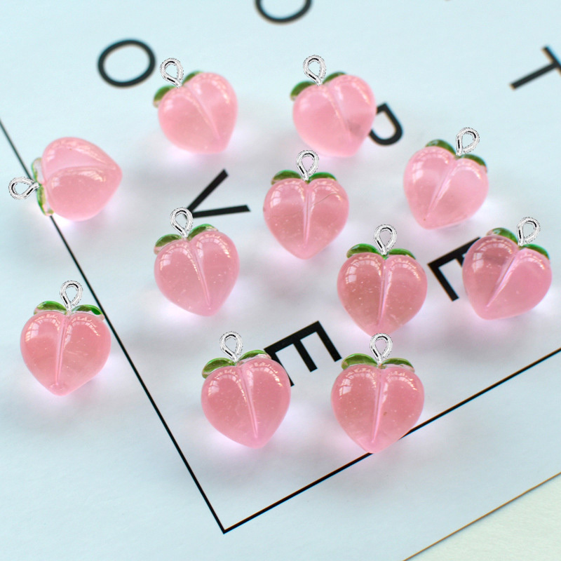 10Pcs 새로운 투명 복숭아 플랫 수지 매력 펜던트  - Resin Art Pendant 리뷰 및 가격