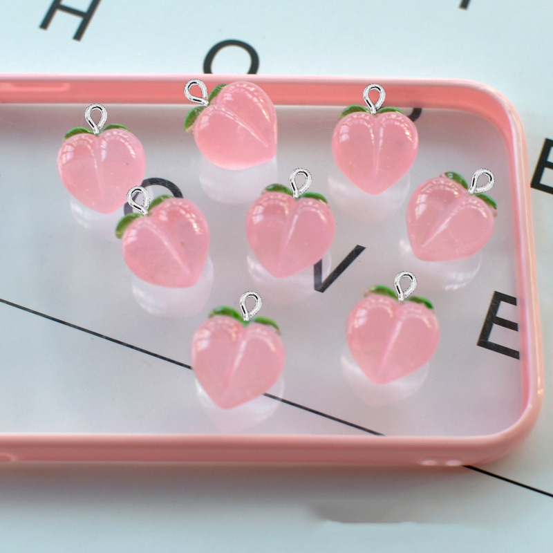 10Pcs 새로운 투명 복숭아 플랫 수지 매력 펜던트  - Resin Art Pendant 리뷰 및 가격