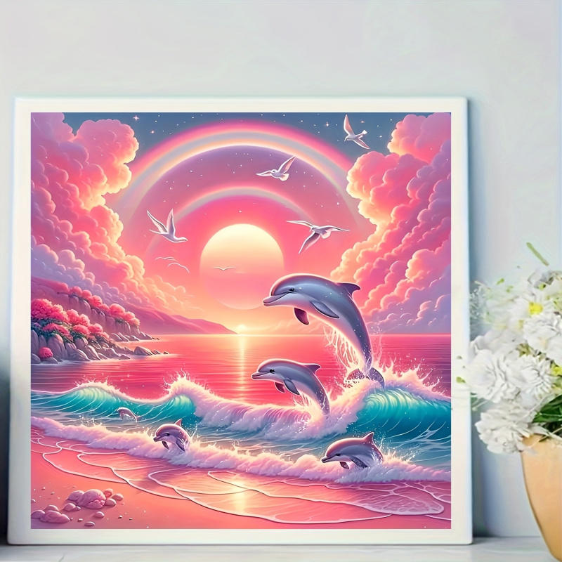 다이아몬드 페인팅 키트, 핑크 스카이와 돌고래 패턴,  - Resin Art For Beginners 리뷰 및 가격