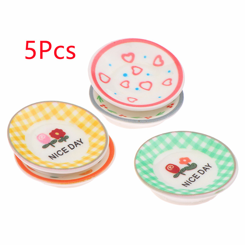 5Pcs 1/12 인형 집 미니 접시 요리 모델 인형  - Resin Art Toys 리뷰 및 가격