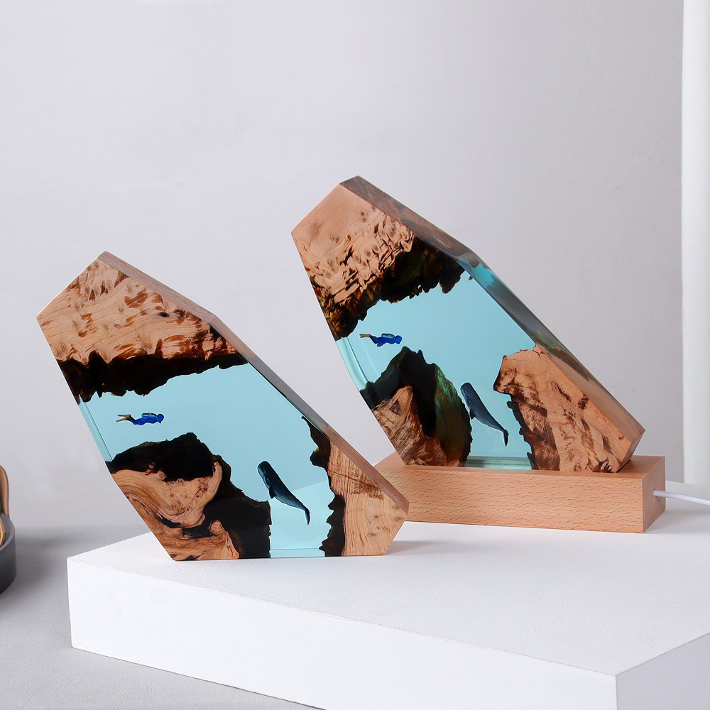 새로운 수중 동굴 고래 다이버 홈 데스크 장식품 원목  - Resin Art Underwater 리뷰 및 가격