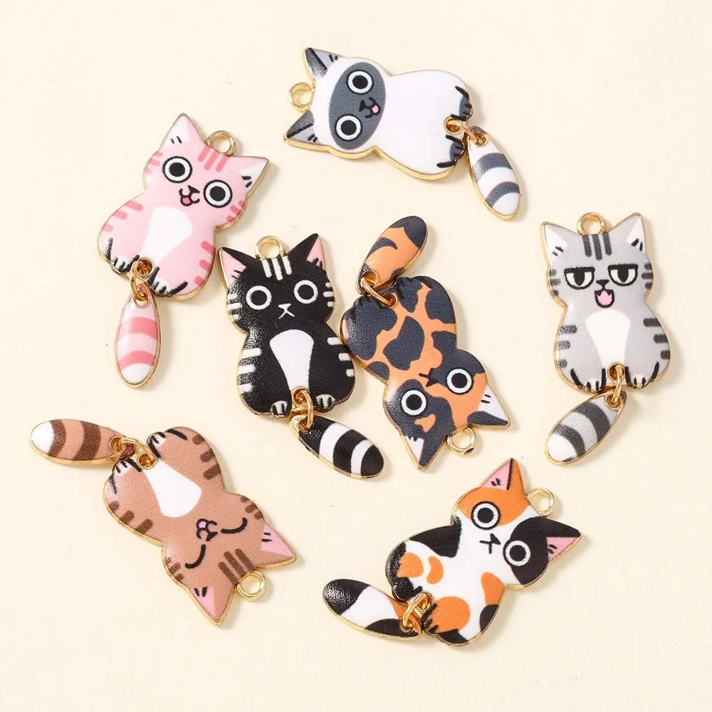 10Pcs 16×39mm 귀여운 만화 고양이 수지 참  - Resin Art Pendant 리뷰 및 가격