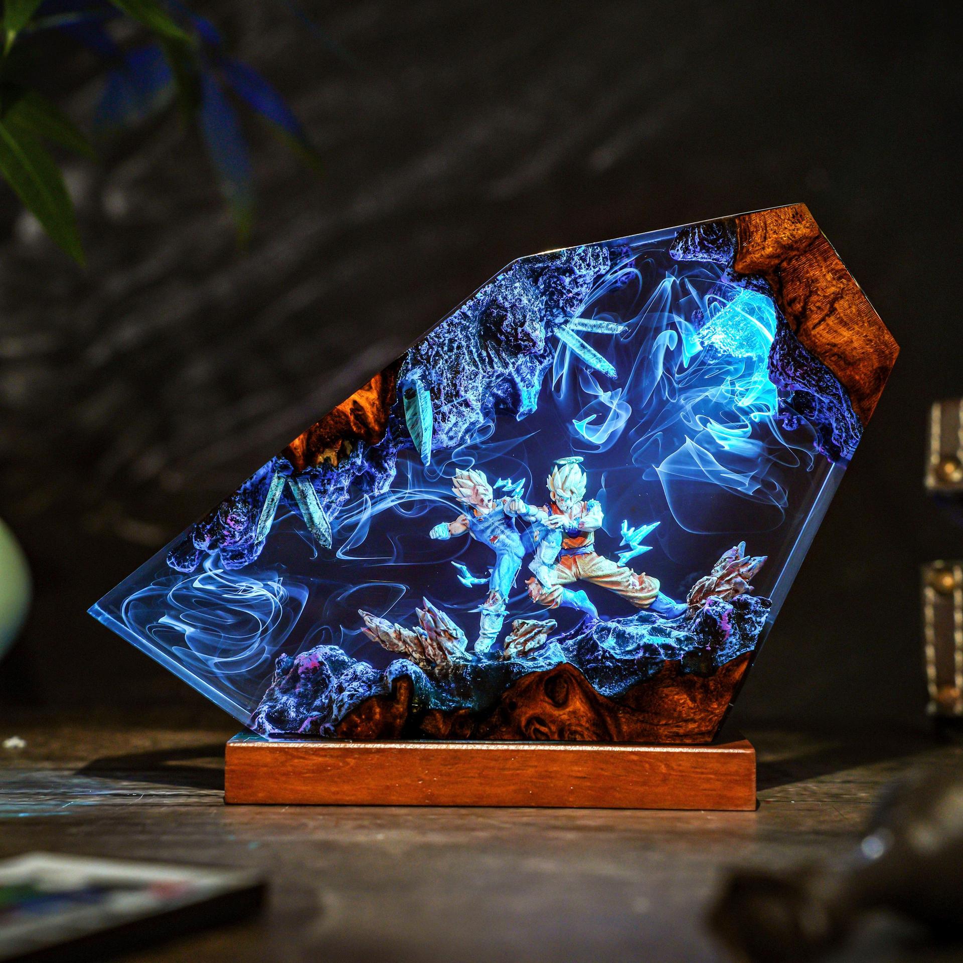 손오공 & 베지터 에폭시 레진 수제 LED 무드등, 드 - Resin Art Goku 리뷰 및 가격