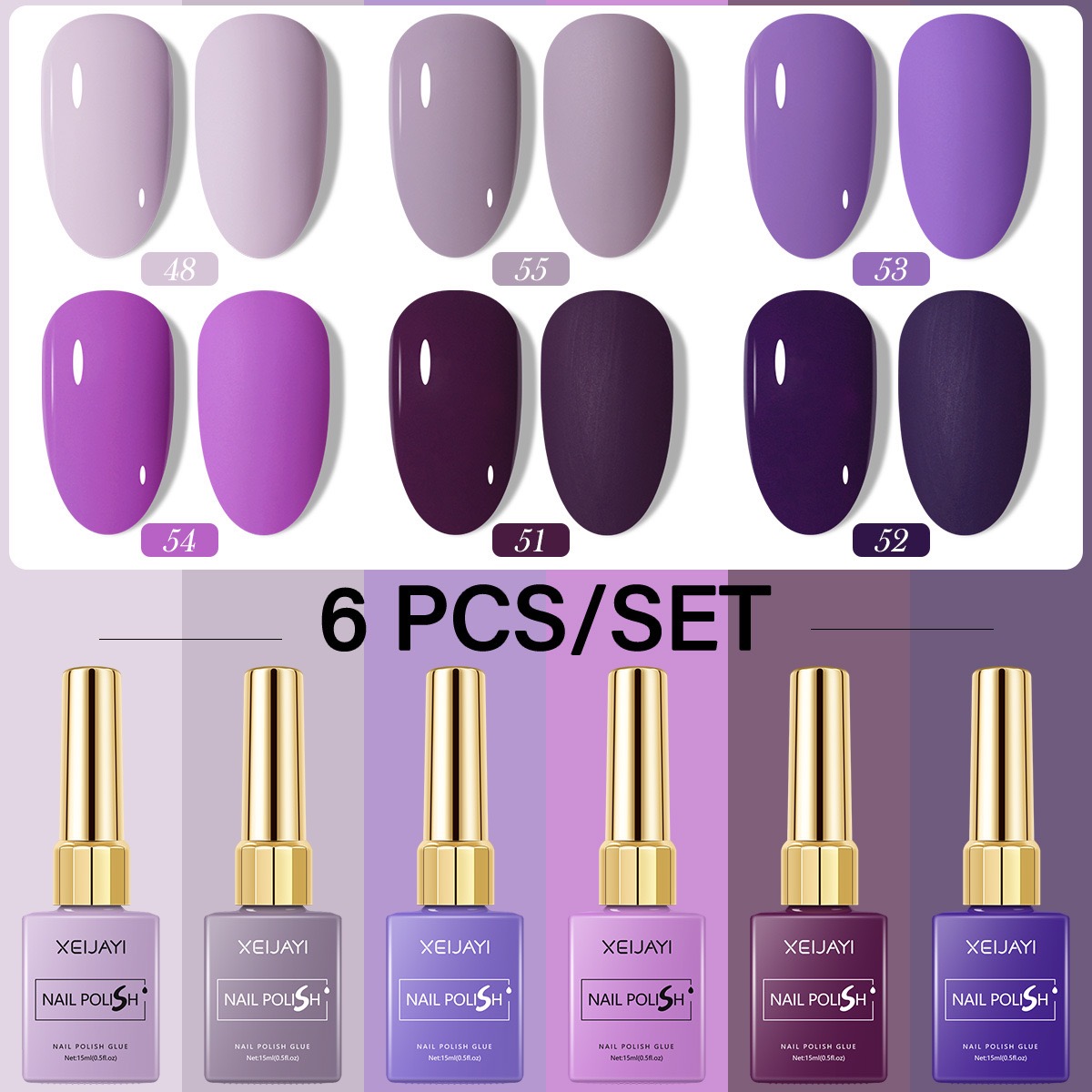 6 개/대 15ml 젤 매니큐어 6 색 로맨틱 퍼플 누 - Resin Art Purple 리뷰 및 가격