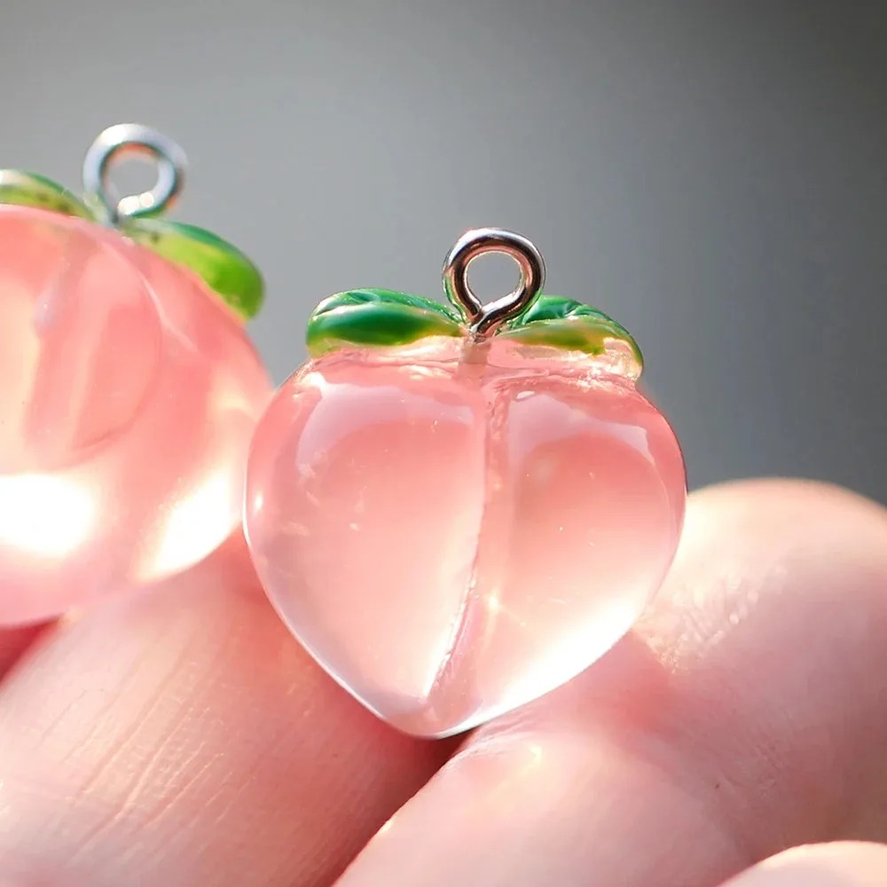 10Pcs 투명 핑크 복숭아 수지 참 3D 시뮬레이션  - Resin Art Pendant 리뷰 및 가격