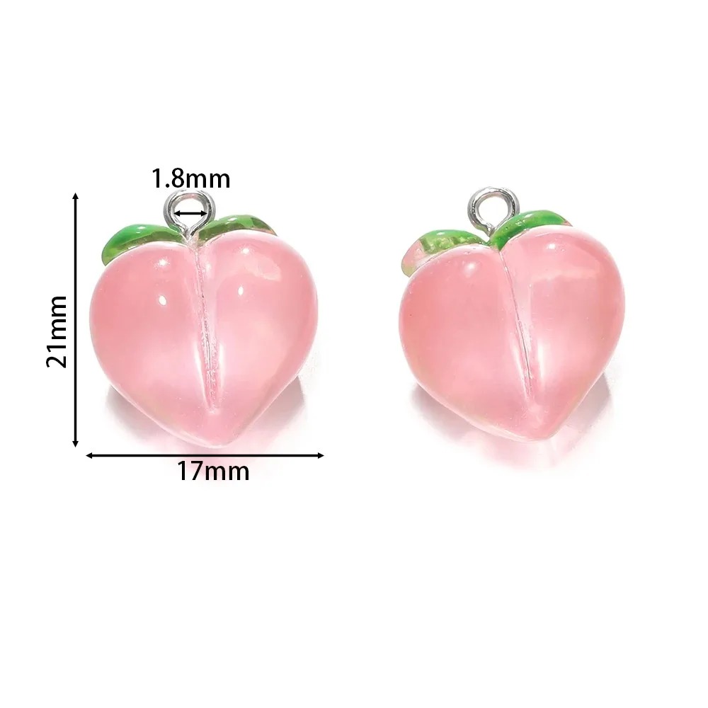 10Pcs 투명 핑크 복숭아 수지 참 3D 시뮬레이션  - Resin Art Pendant 리뷰 및 가격