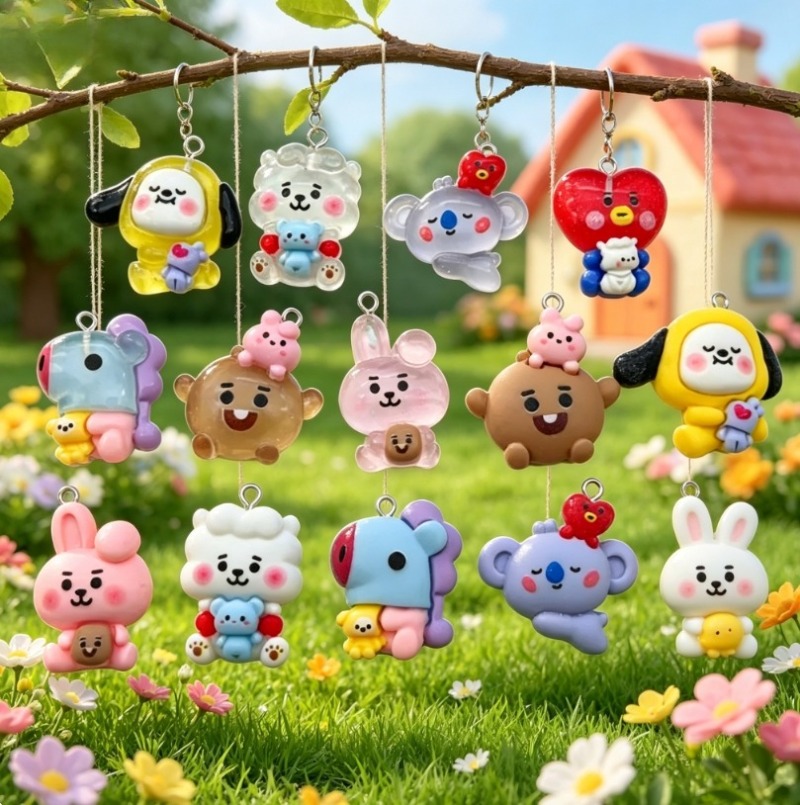 7pcs BT21 수지 만화 참 DIY 액세서리 공예  - Resin Art Pendant 리뷰 및 가격