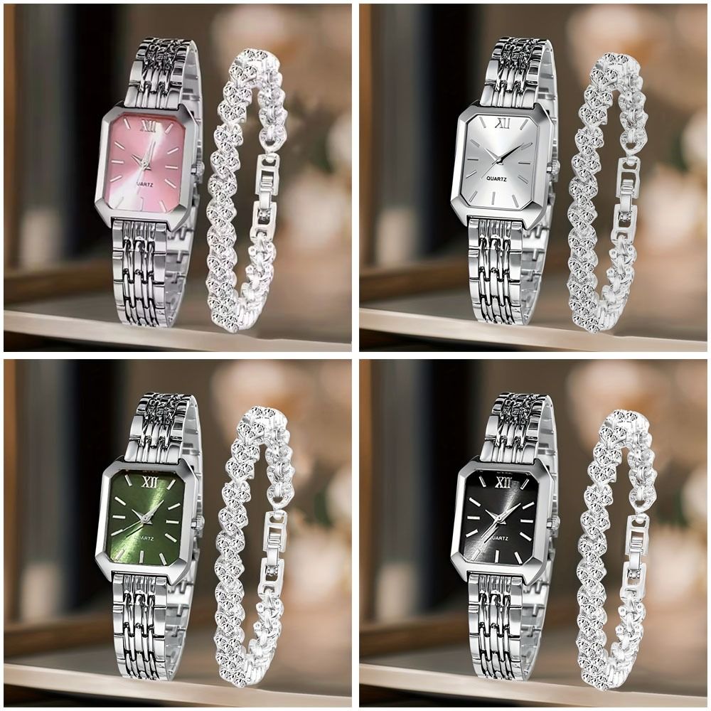 패션 스테인리스 스틸 손목시계 팔찌 세트 라인스톤 쿼츠 - Resin Art Watch 리뷰 및 가격