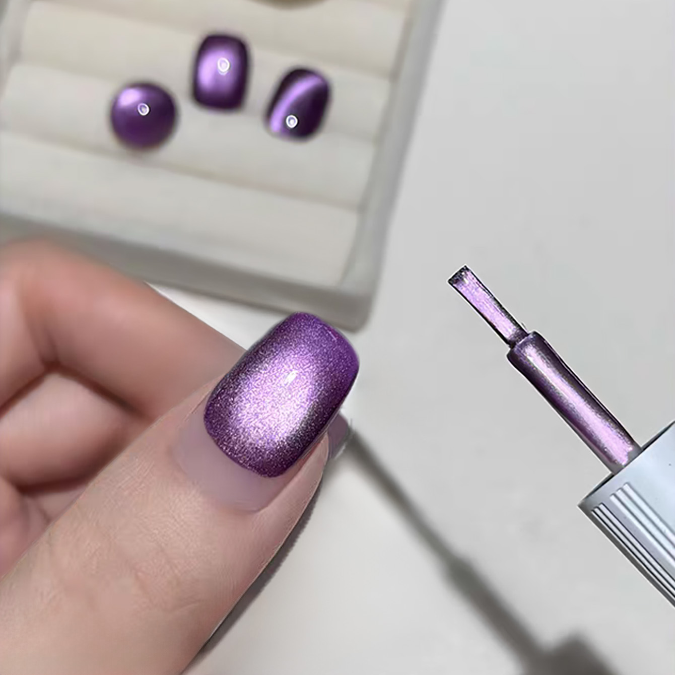 1개 ZH 매혹적인 퍼플 캣아이 젤 네일 폴리쉬 202 - Resin Art Purple 리뷰 및 가격